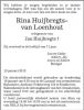 Overleden Rina Huijbregts van Loenhout 15 jan 2012